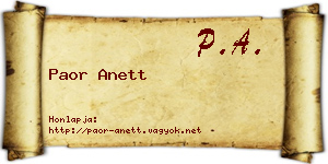 Paor Anett névjegykártya